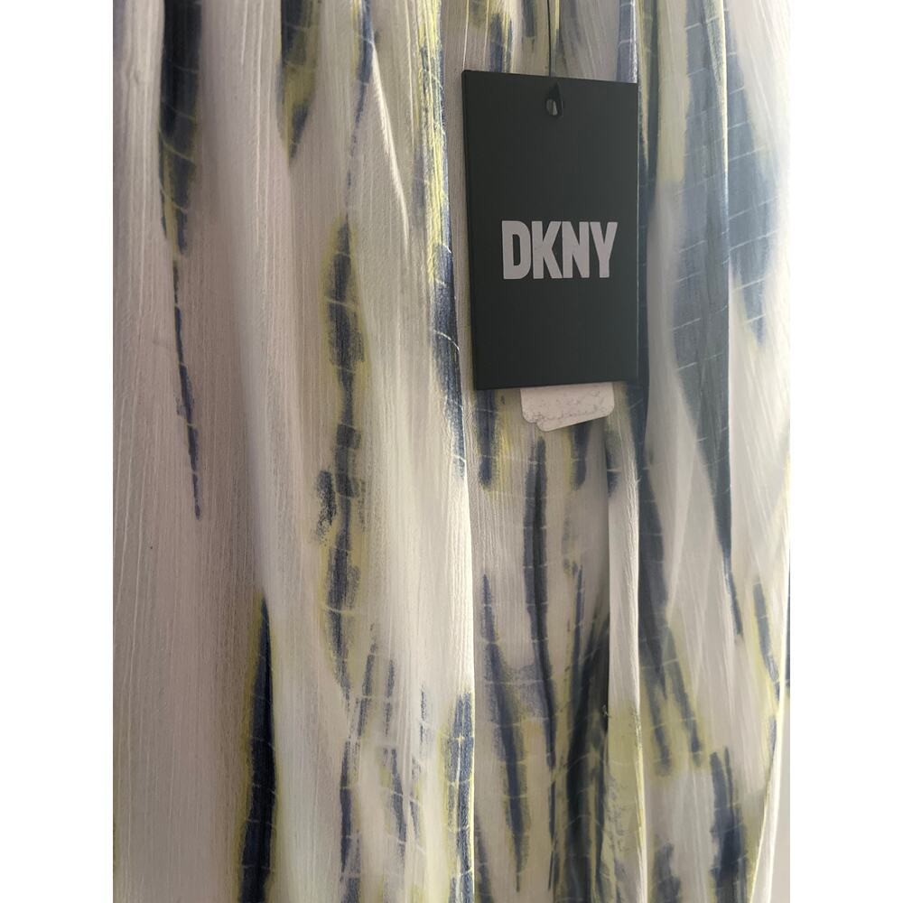 DKNY $129 Printed Chiffon Maxi Flowy Strapless Boho Lined Dress Size L - Picture 5 of 5